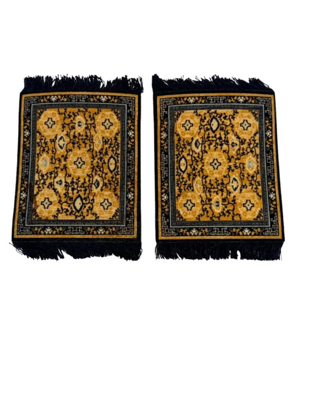Caravan Classics Coaster Rug Set of 2 Mini Persian Style Mug Rugs Fringe Coaster